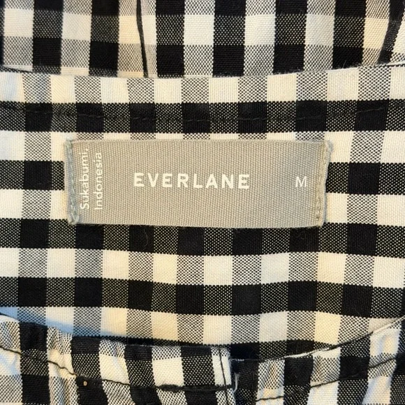 EVERLANE Black & White Gingham Tiered Midi Dress Sleeveless Cottagecore - Picture 4 of 5